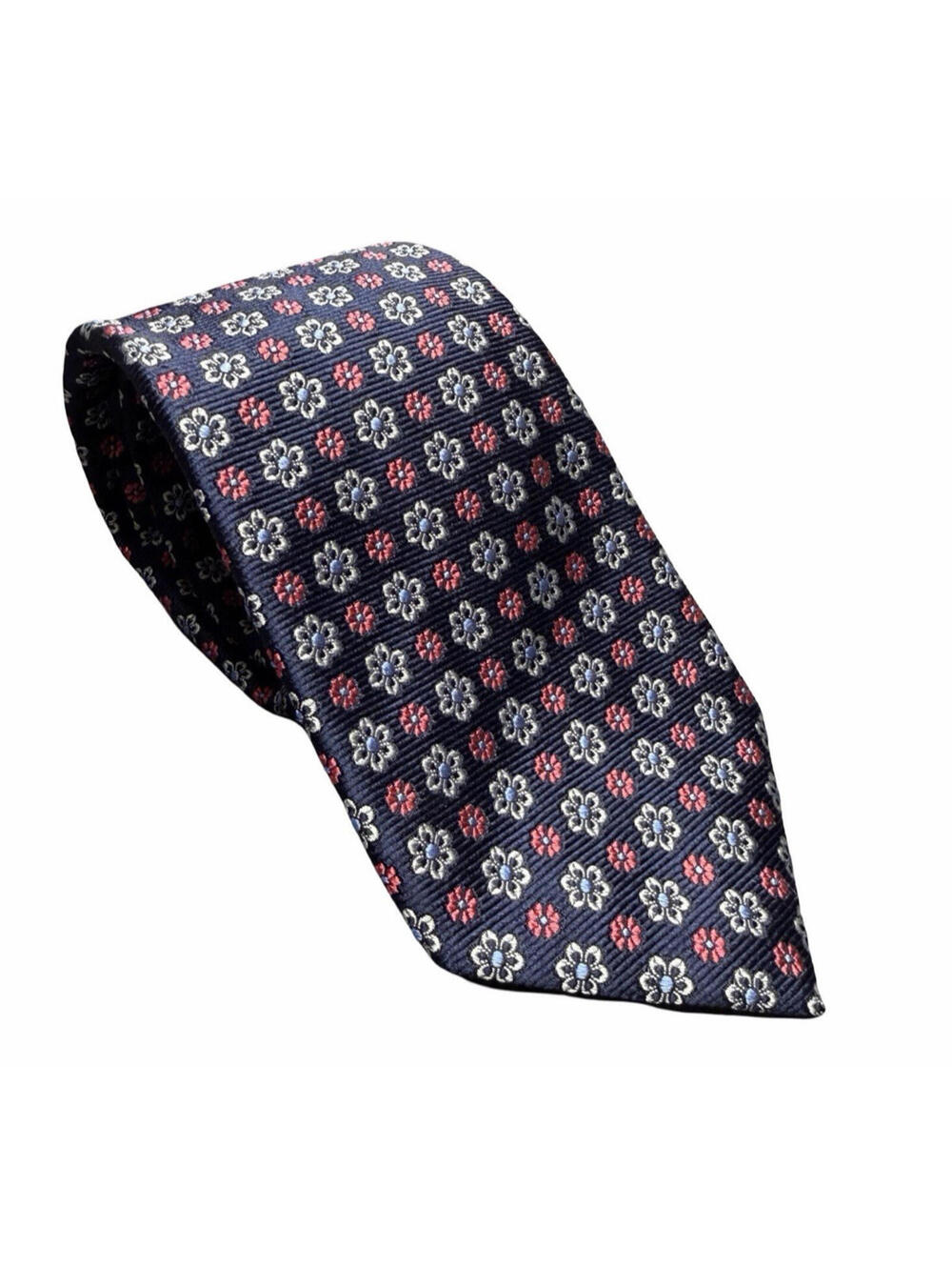 Altea Milano 100% Silk Neck Tie Floral Navy Red 3.5" W | 56" L